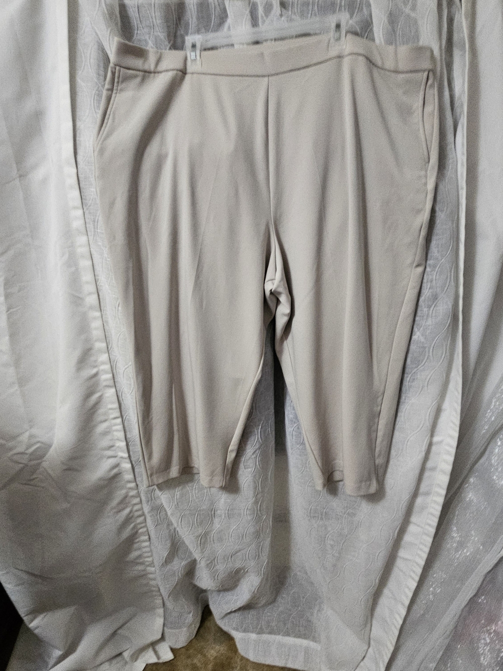 Susan Graver LK Fusion Women's Stretch Knit Pants in Beige 3x